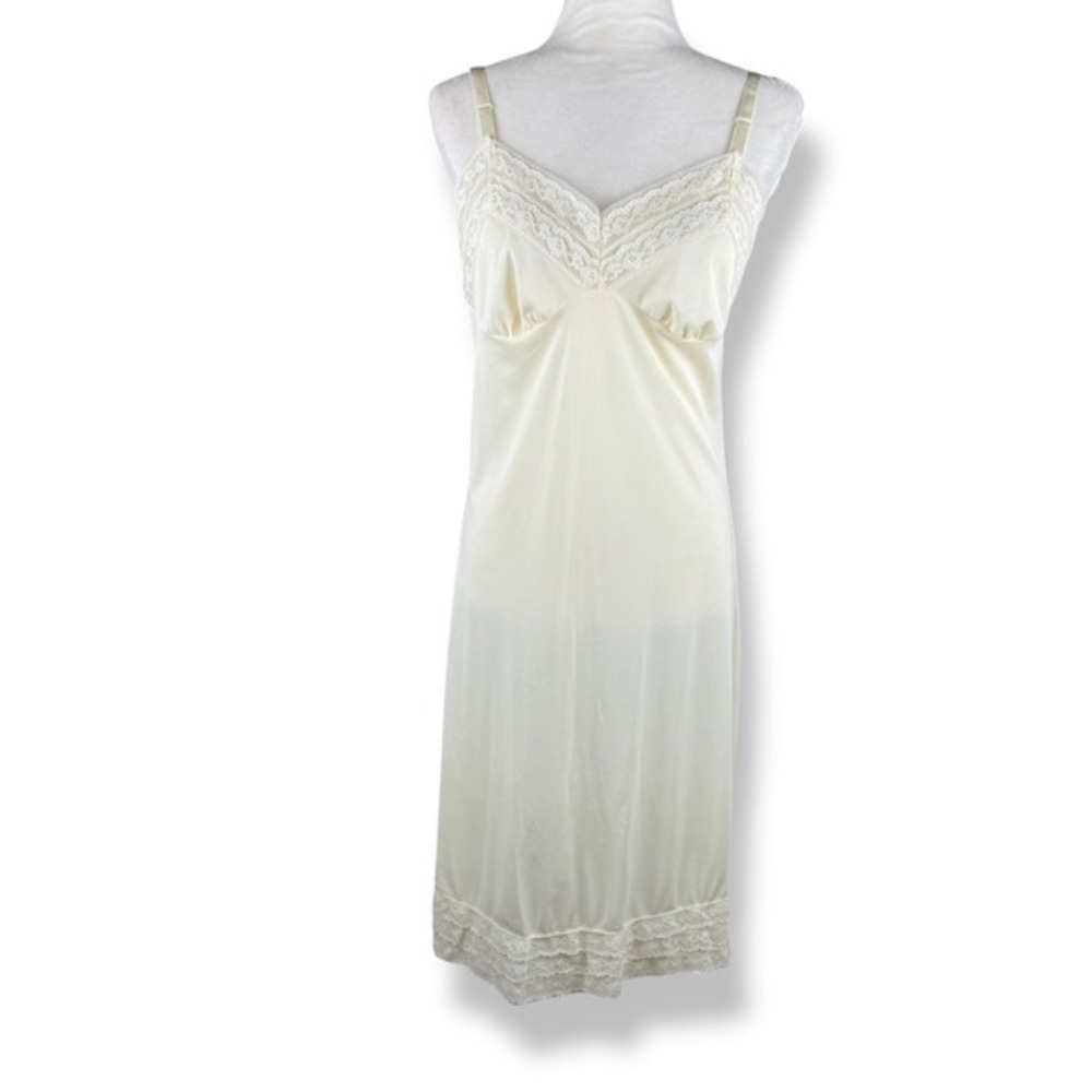 Philmaid Satin Babydoll Lingerie Slip Dress Womens Size 36 Coquette Lace Vintage
